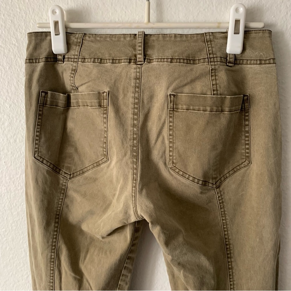 A.L.C Olive Khaki Green Straight Leg Stretch Twill Utility Military Pants Cargo - Picture 5 of 8
